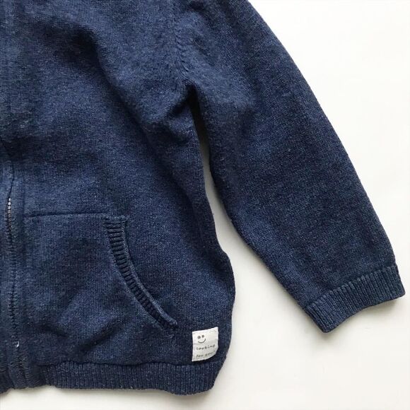 Zara navy blue light  knit vest ear zip up sweater VGUC 9-12 months - Picture 3 of 5